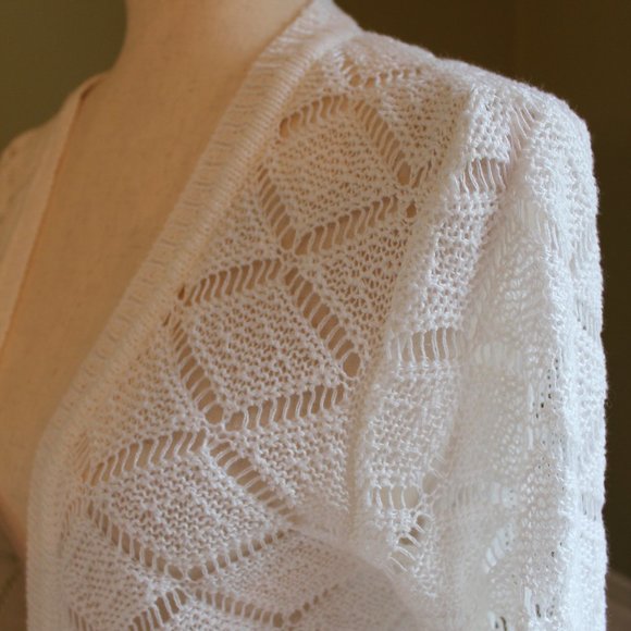 NWT Coldwater Creek Women's White Crochet Long-Sleeve Cardigan Size S/8 - Picture 5 of 11